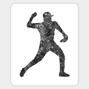 Baseball player black and white Magnet